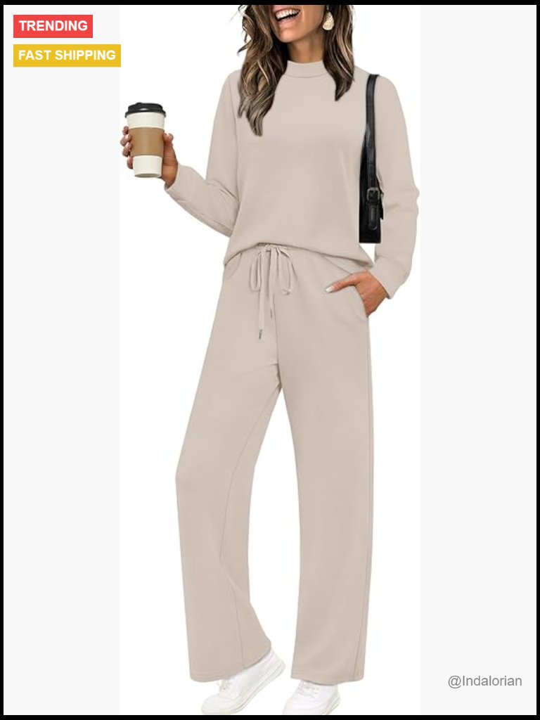 Polyester Rayon Spandex Two Piece Set Long Sleeve Mock Neck Loungewear